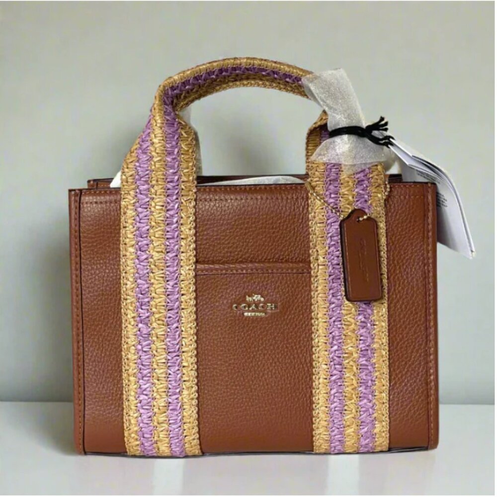 Coach Smith Tote 24 Small Leather Brown Pink CBG91 Crossbody Bag w/ Original PKG